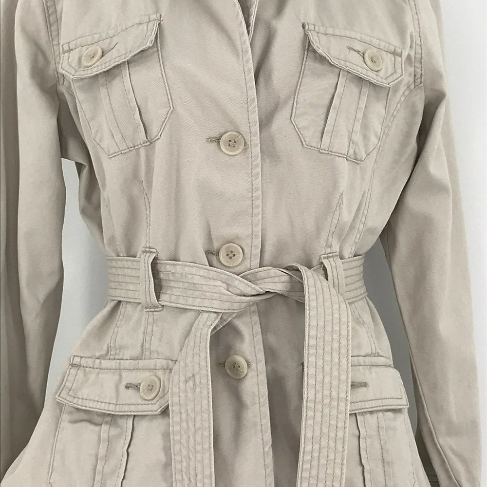 French Cuff Tan Khaki 4-Pocket Belt Utility Jacket - Picture 5 of 11